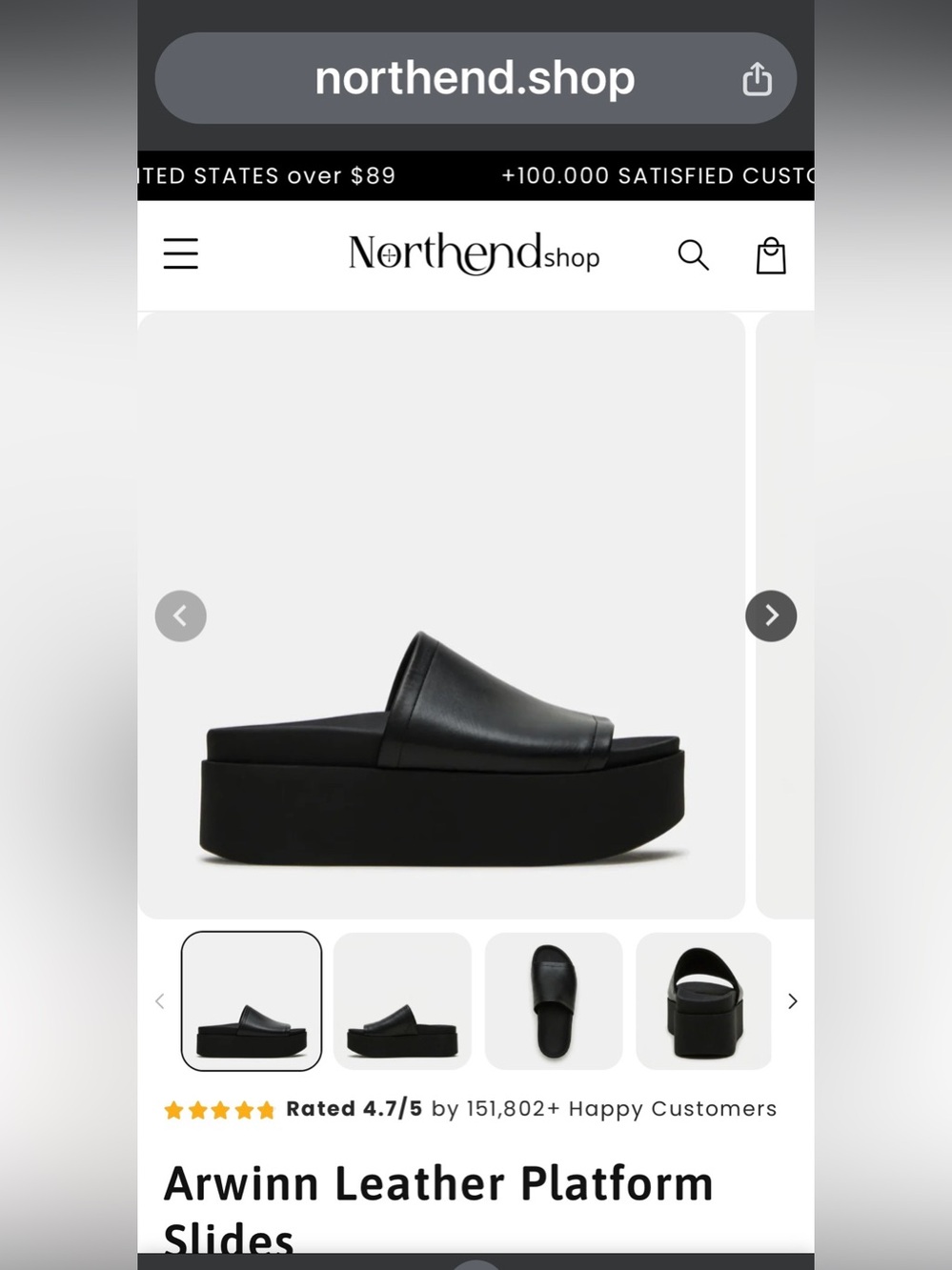 NWT ARWINN Platform Slides. Northend Shop. Jet Black. Comfy, Comfy Shoes. - Picture 8 of 12